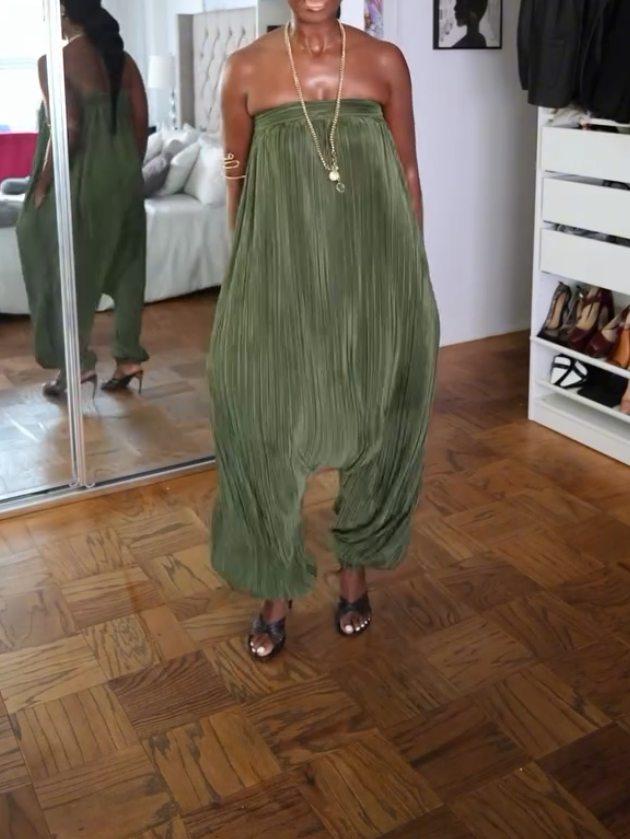 Elegant Green Strapless Jumpsuit