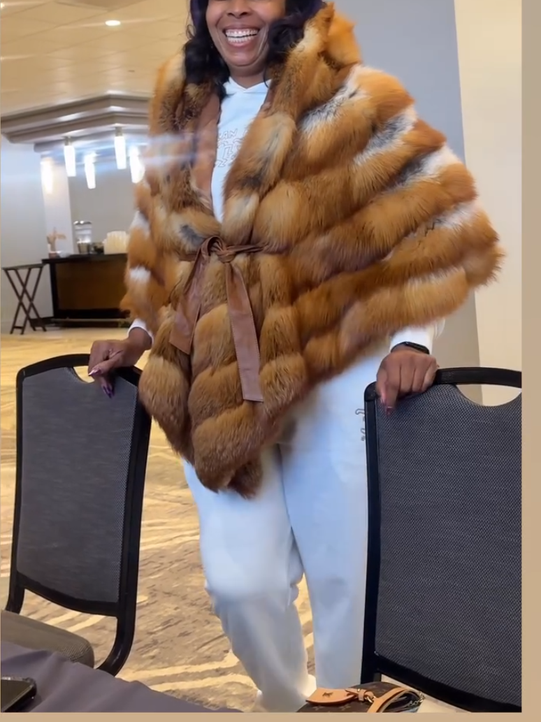 Women's Elegant Red Fox Fur Ponchos