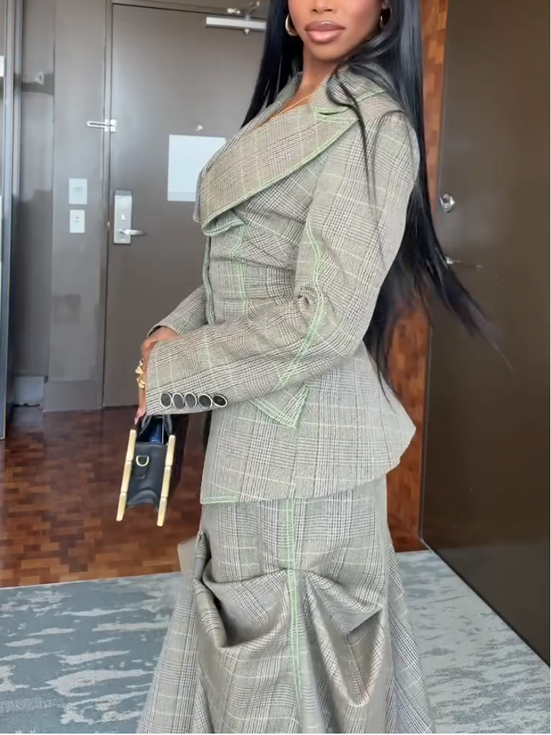 Women's Elegant Denim Pleated Two-piece Set