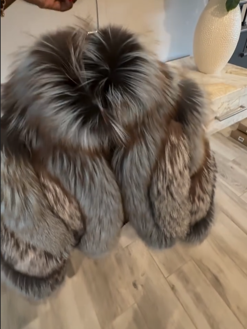 Warm Silver Fox Fur Plush Coat