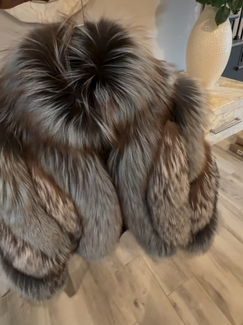Warm Silver Fox Fur Plush Coat
