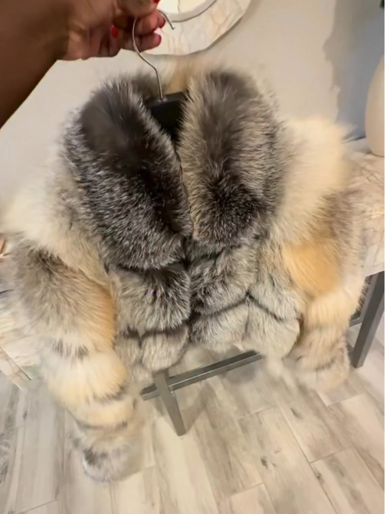Gorgeous Warm Grey Fox Fur Jacket