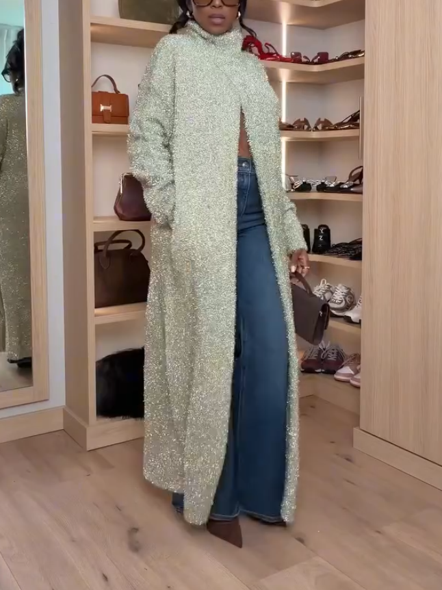 Stunning Apricot Knit Sweater Dress