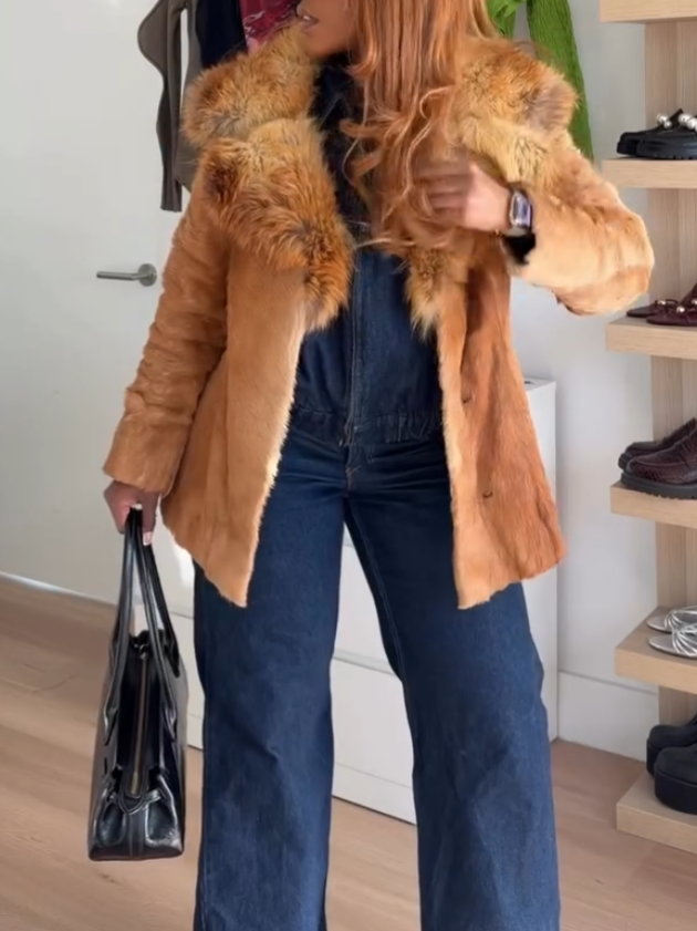 Yellow Vintage Fur Jacket