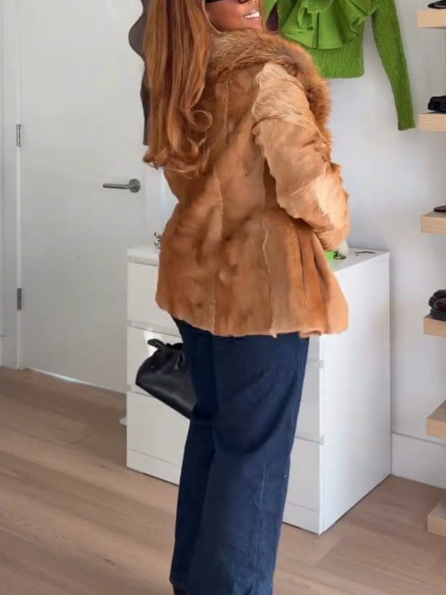 Yellow Vintage Fur Jacket