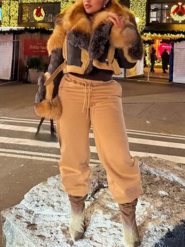 Elegant Brown Suede Hooded Jacket