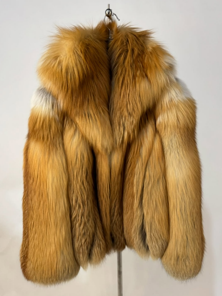 Stunning Warm Golden Fox Fur Plush Coat
