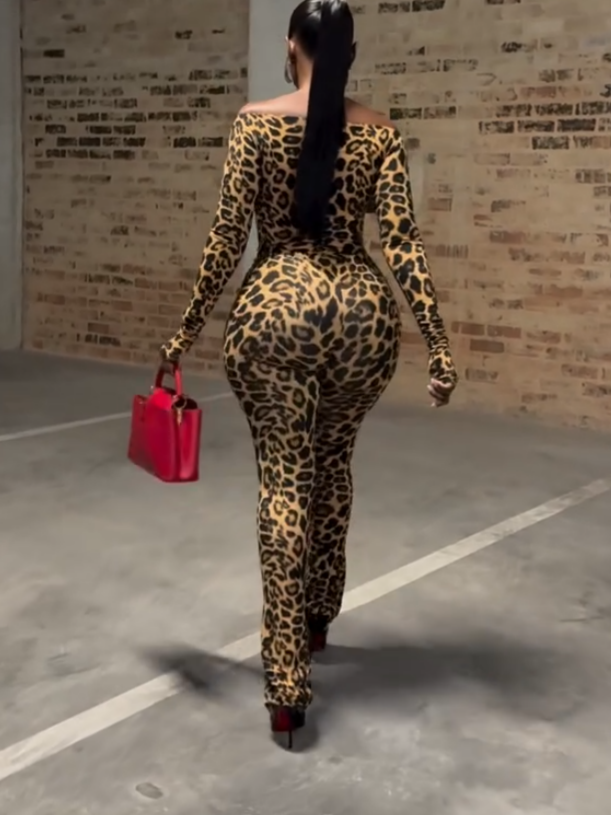Sexy Leopard-Print Skinny Jumpsuit