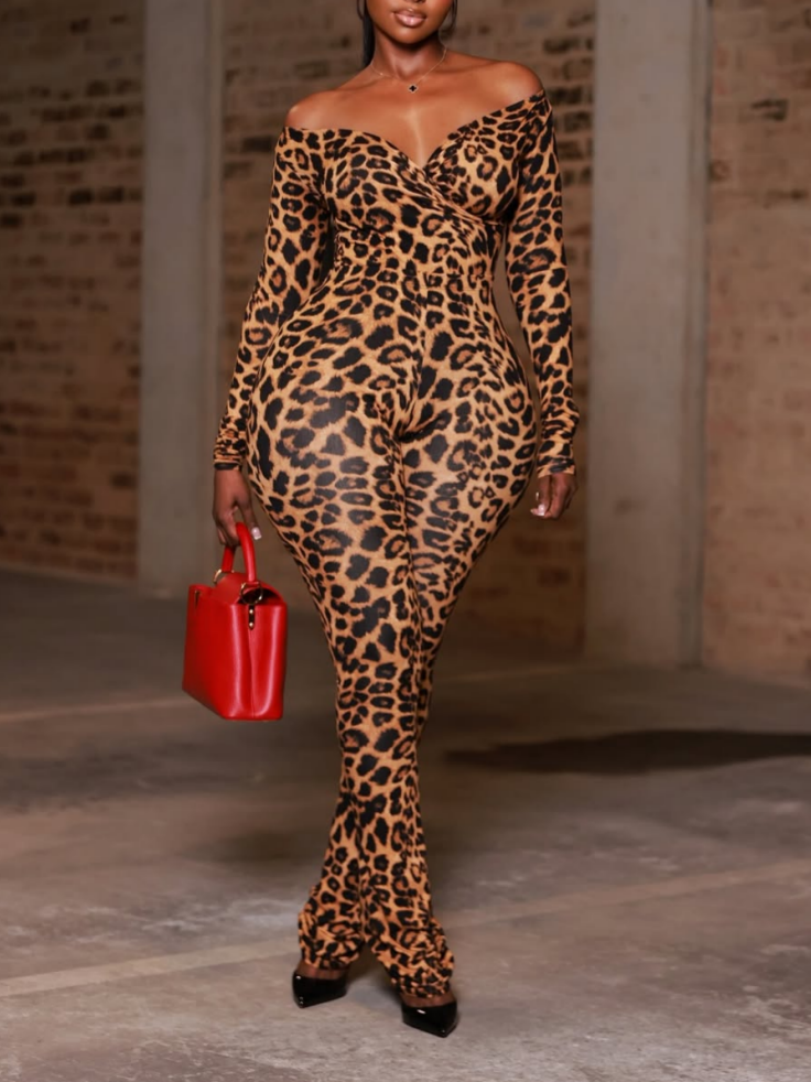 Sexy Leopard-Print Skinny Jumpsuit