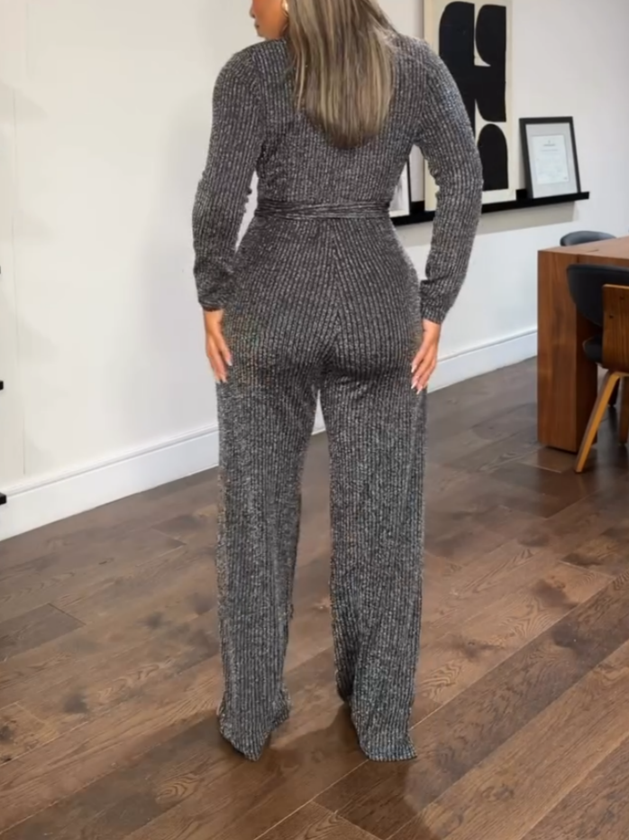 Elegant V-Neck Knit Jumpsuit