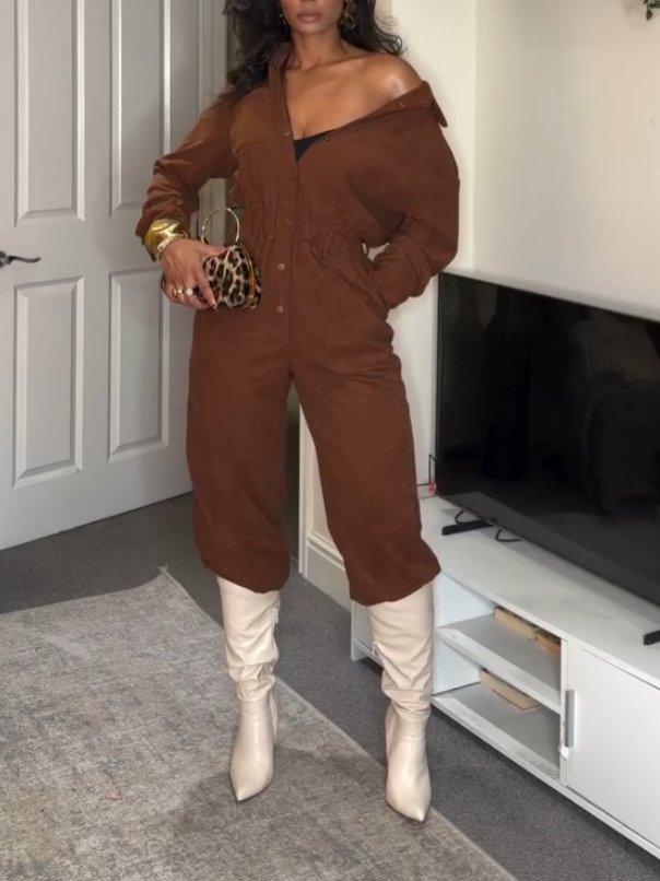 Brown Corduroy Jumpsuit