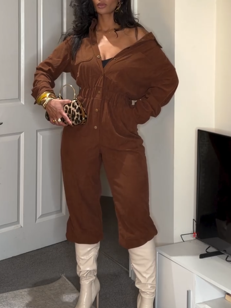 Brown Corduroy Jumpsuit