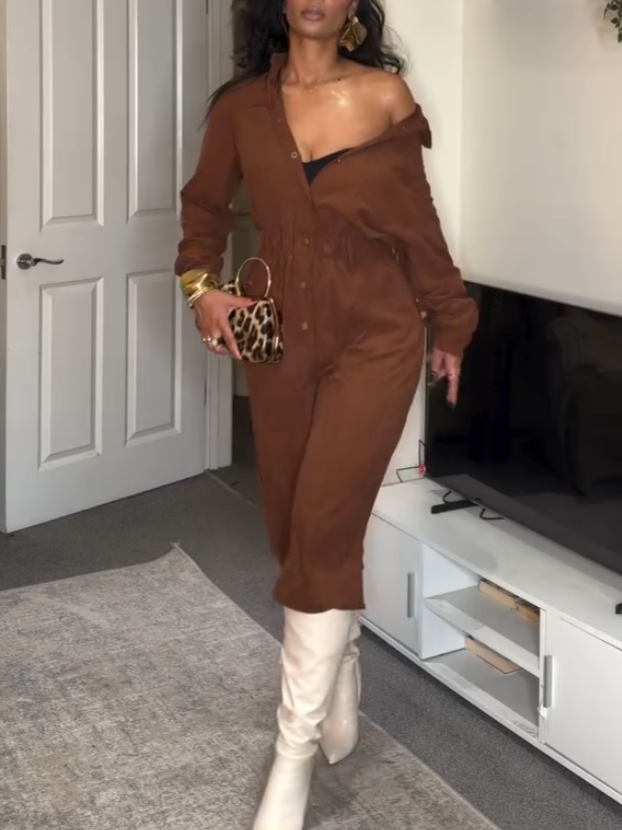 Brown Corduroy Jumpsuit
