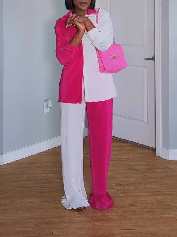 Pink Shirt Two-piece Set