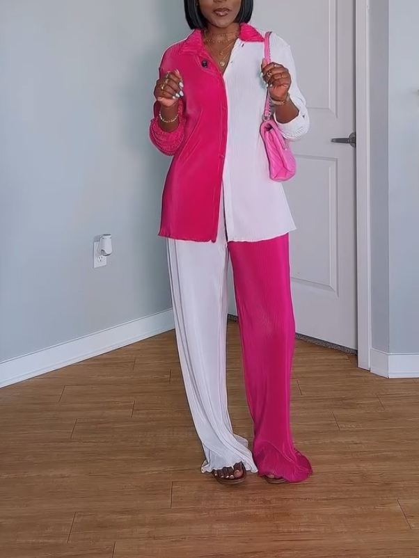 Pink Shirt Two-piece Set