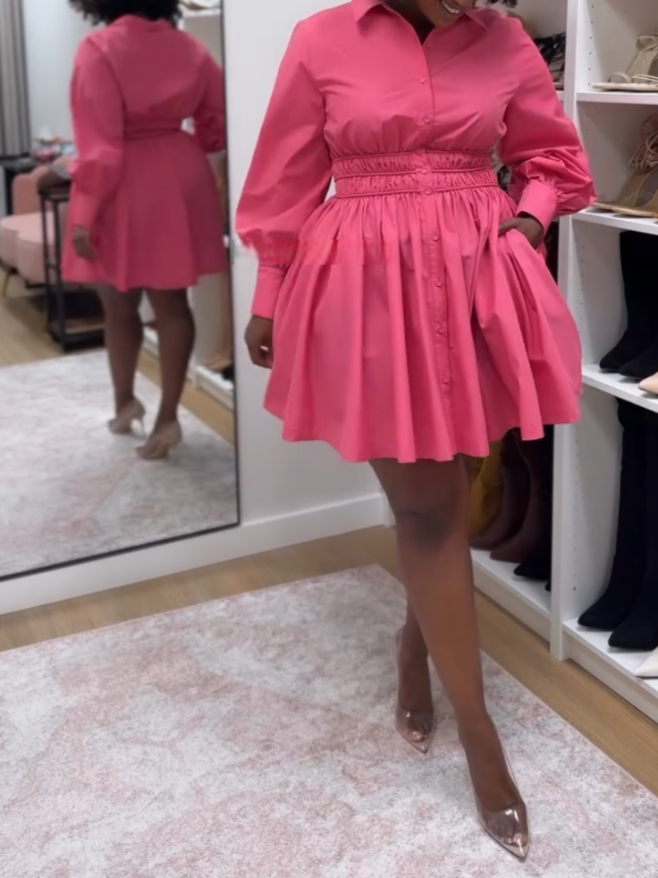 Pink Shirt Mini Dress