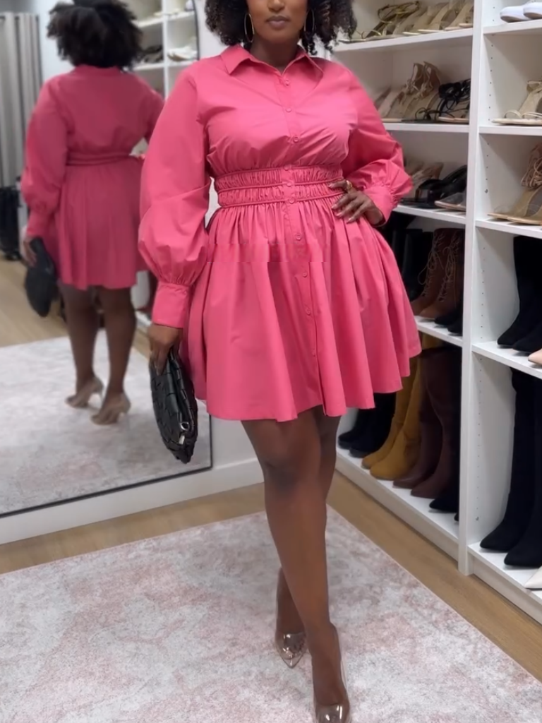 Pink Shirt Mini Dress