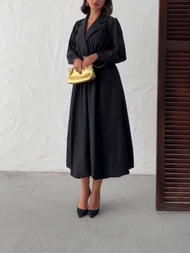 Casual Shirt Long Sleeve Midi Dress