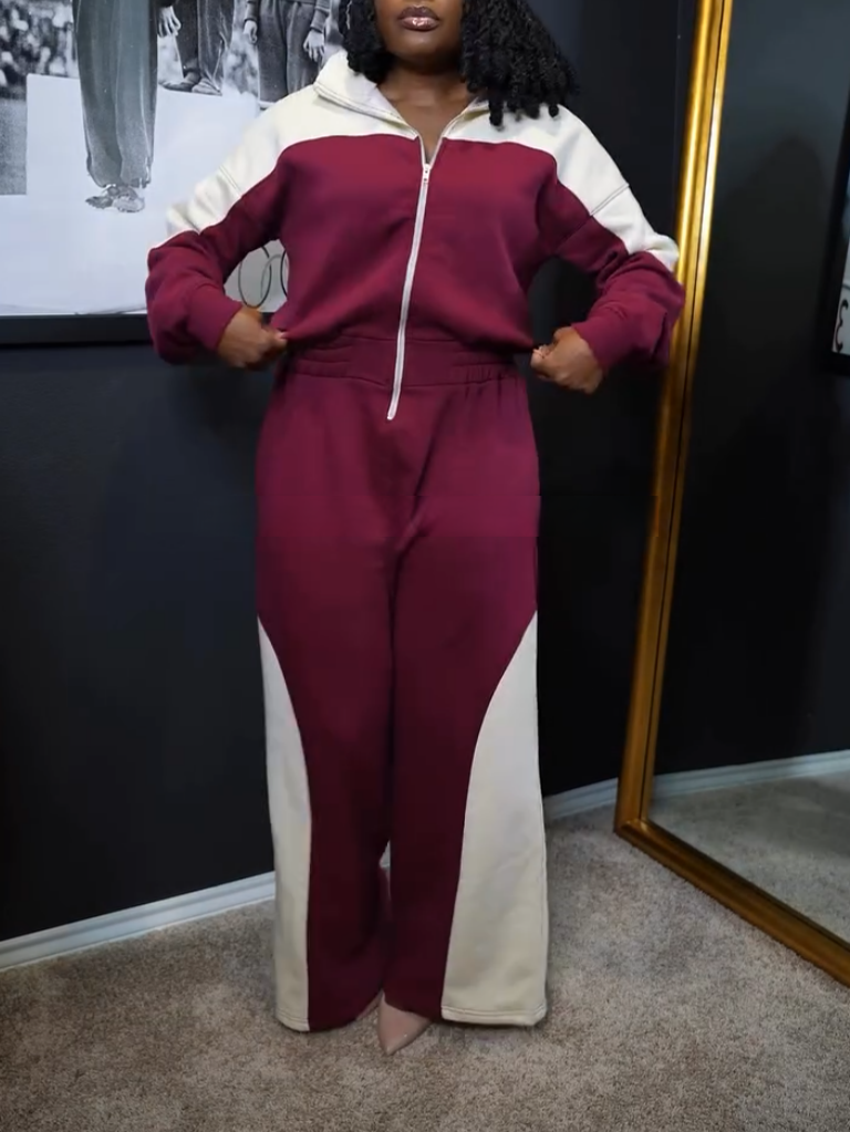 Burgundy Zip Jumpsuit