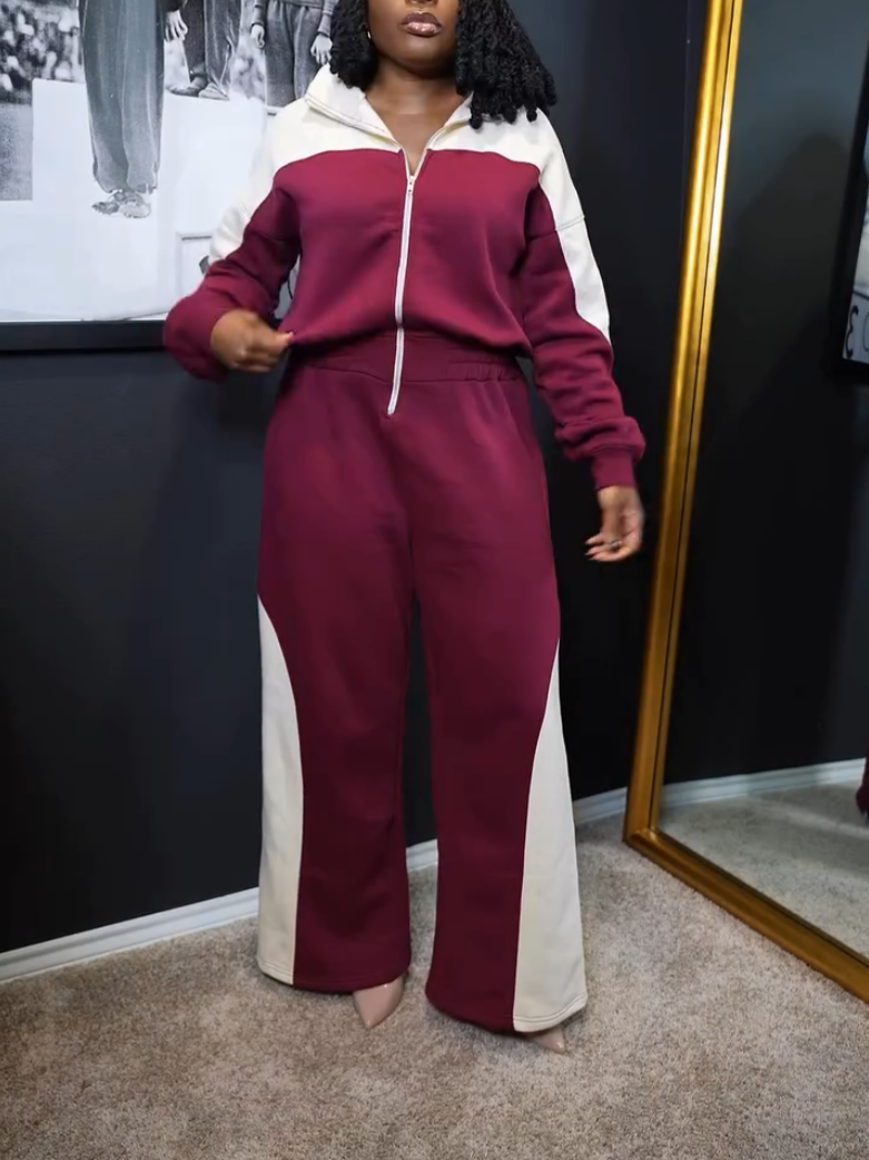 Burgundy Zip Jumpsuit