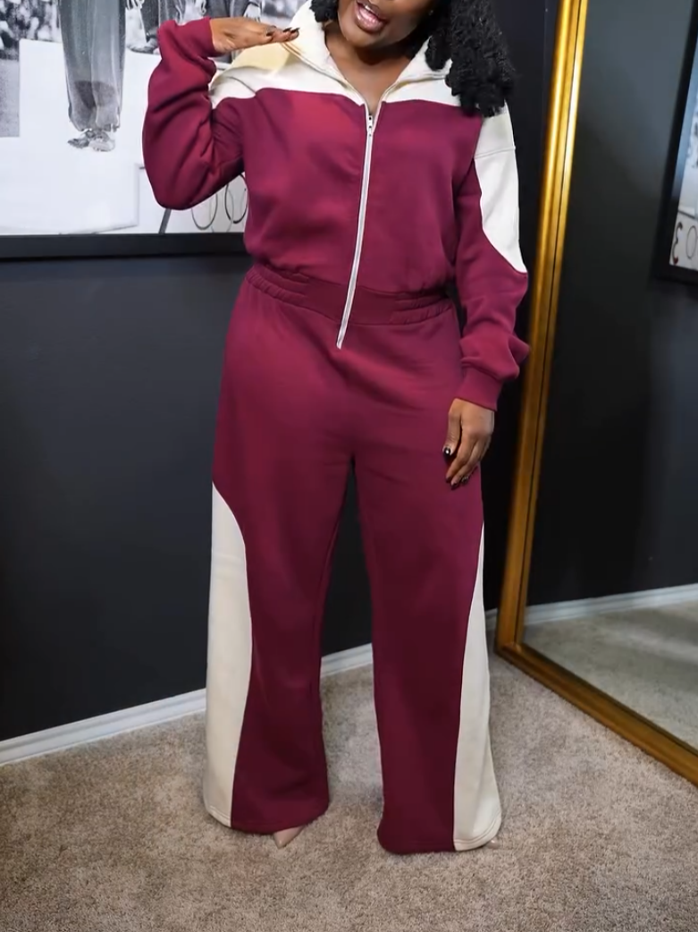 Burgundy Zip Jumpsuit