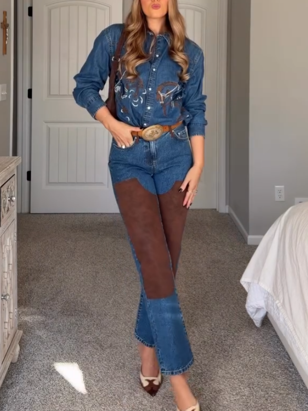 Western Chic Denim Two-Piece Set