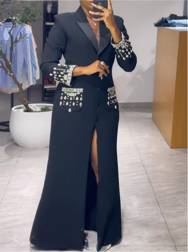 Stunning Diamond-Embellished Coat Dress