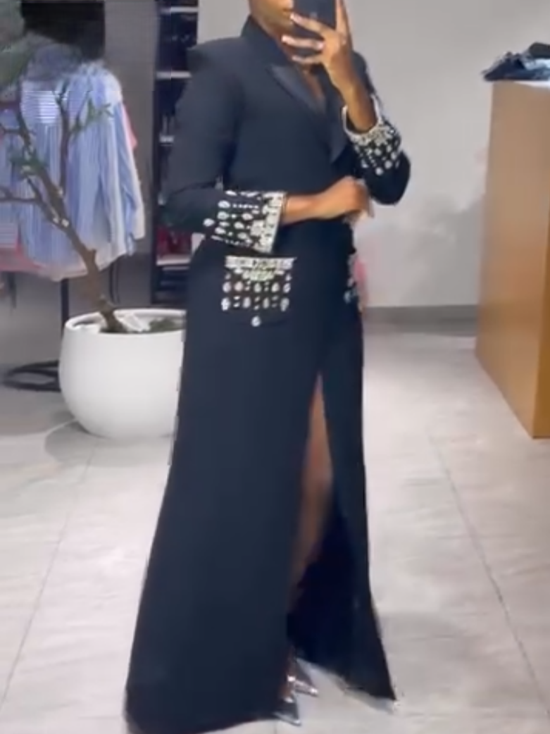 Stunning Diamond-Embellished Coat Dress