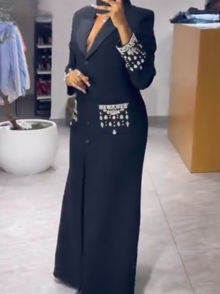 Stunning Diamond-Embellished Coat Dress