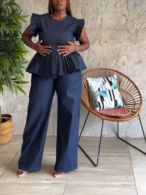 Elegant Ruffle Two-piece Set