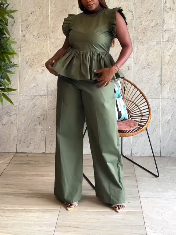 Elegant Ruffle Two-piece Set