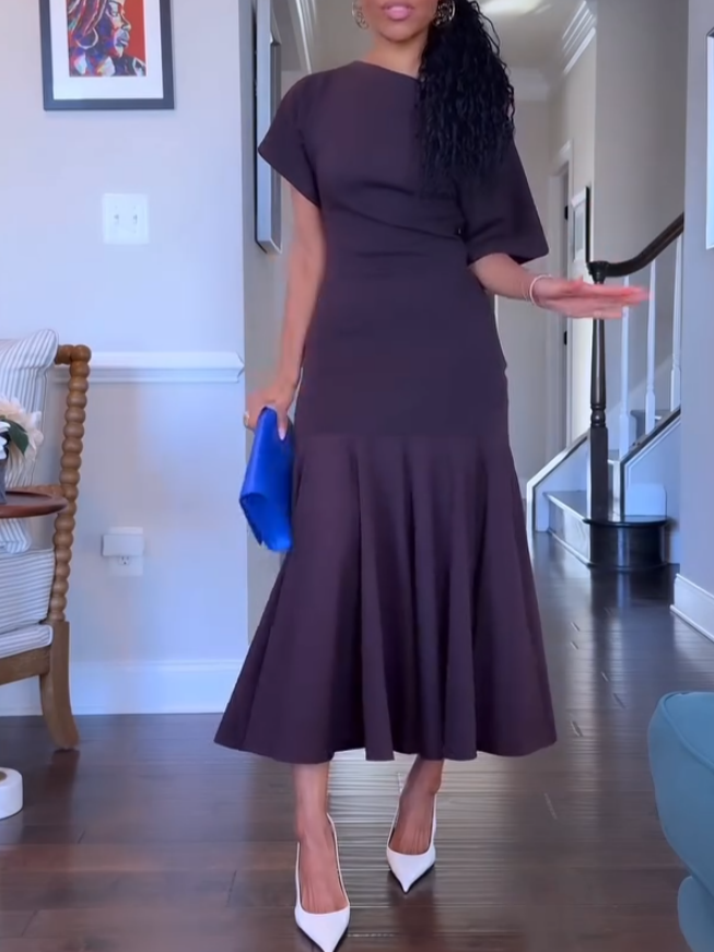 Black One-Shoulder Midi Dress