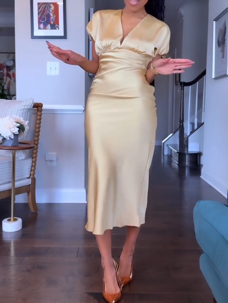 Chic Champagne Midi Dress