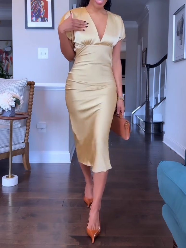 Chic Champagne Midi Dress