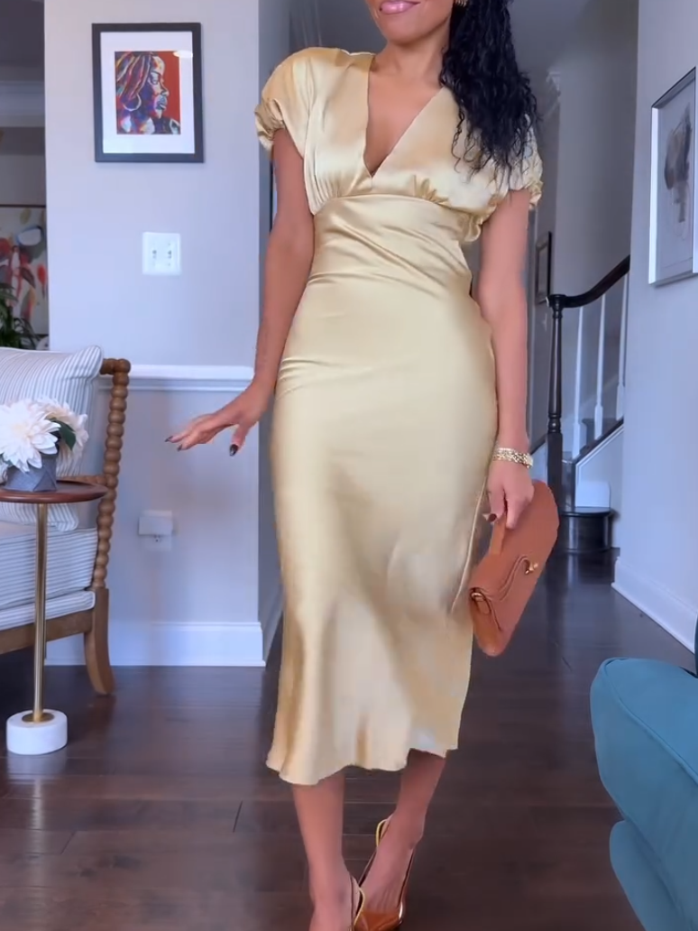 Chic Champagne Midi Dress
