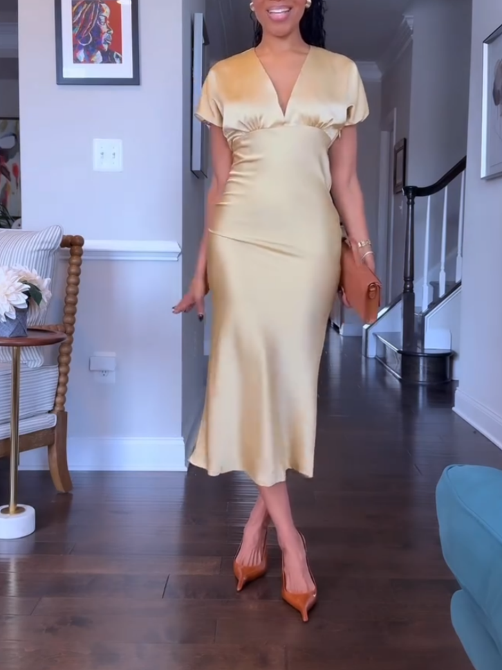 Chic Champagne Midi Dress