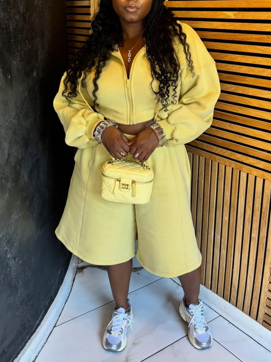 Yellow Wide Leg Shorts Set