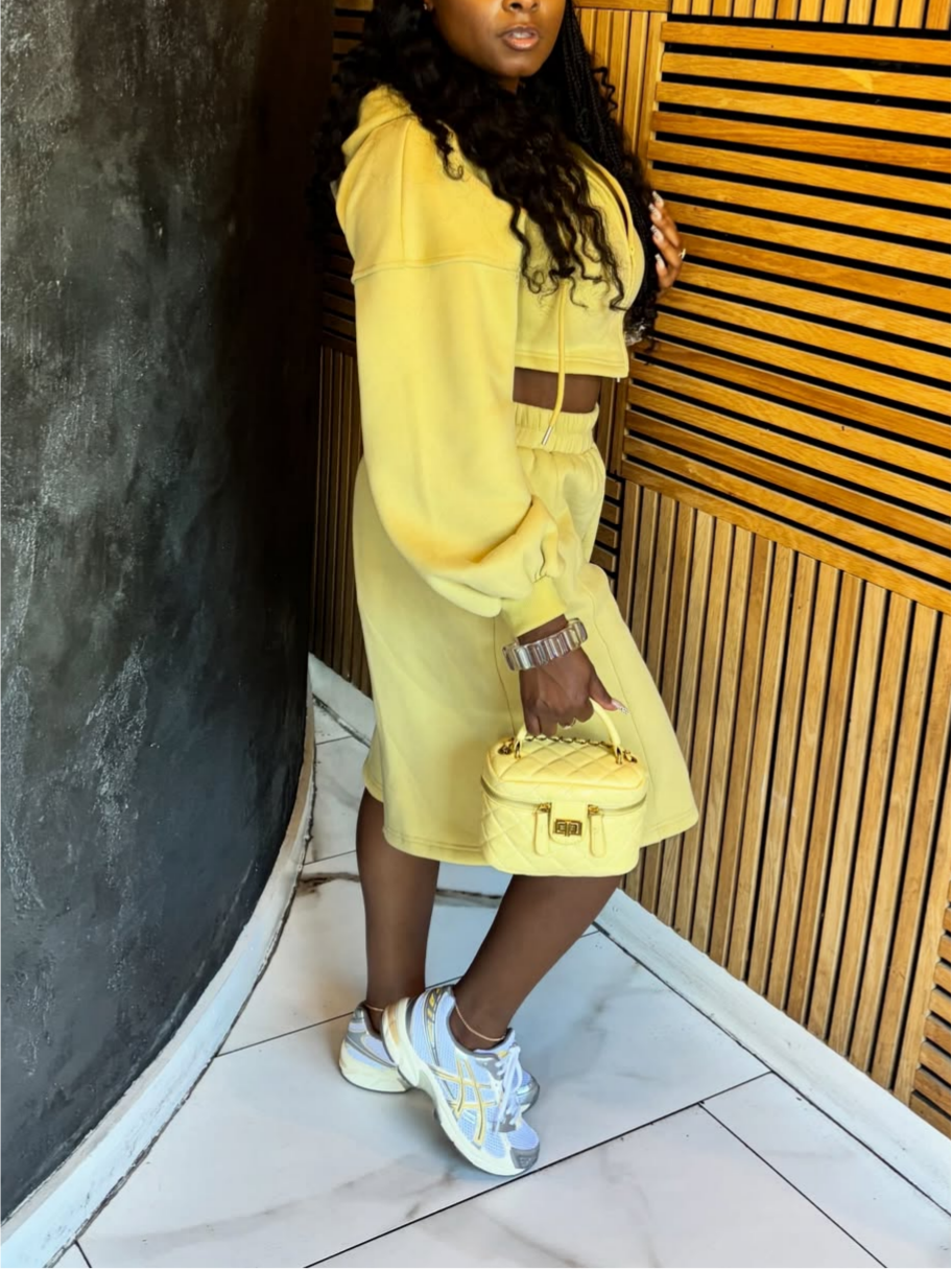Yellow Wide Leg Shorts Set