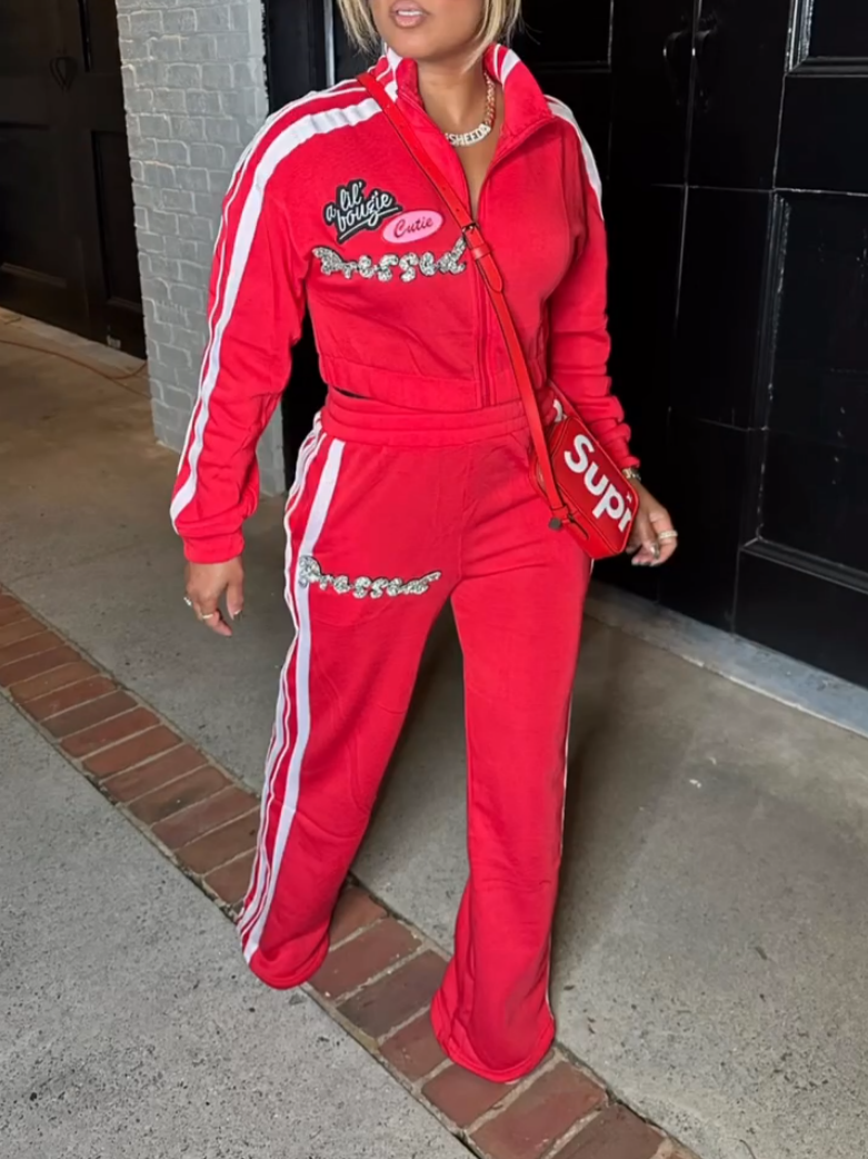 Embroidered Sportswear Two-piece Set