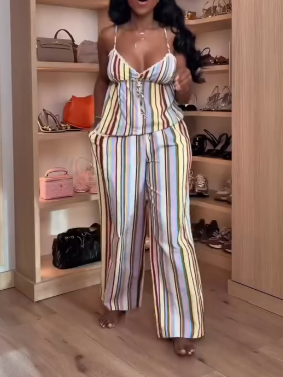 Sexy Striped Print Two-piece Set