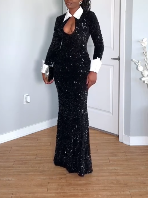 Elegant Black Shiny Dress