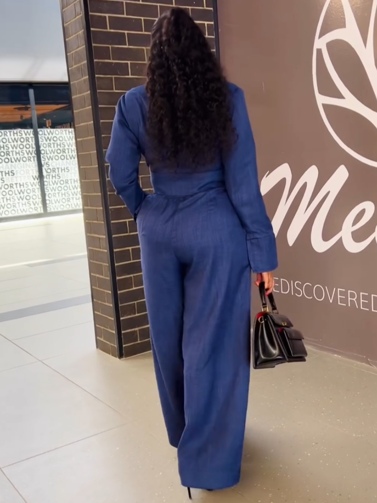 Women's Navy Blue Two-piece Set