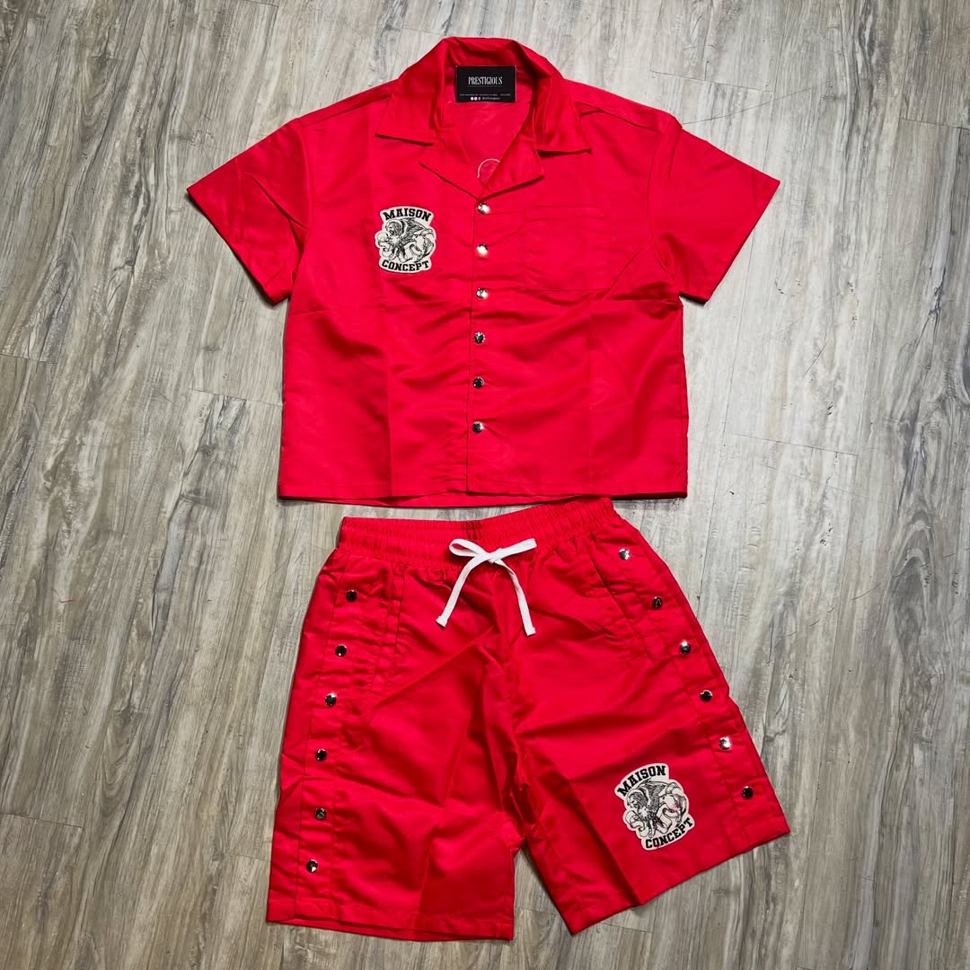 Men's Embroidery Print Two-Piece Set