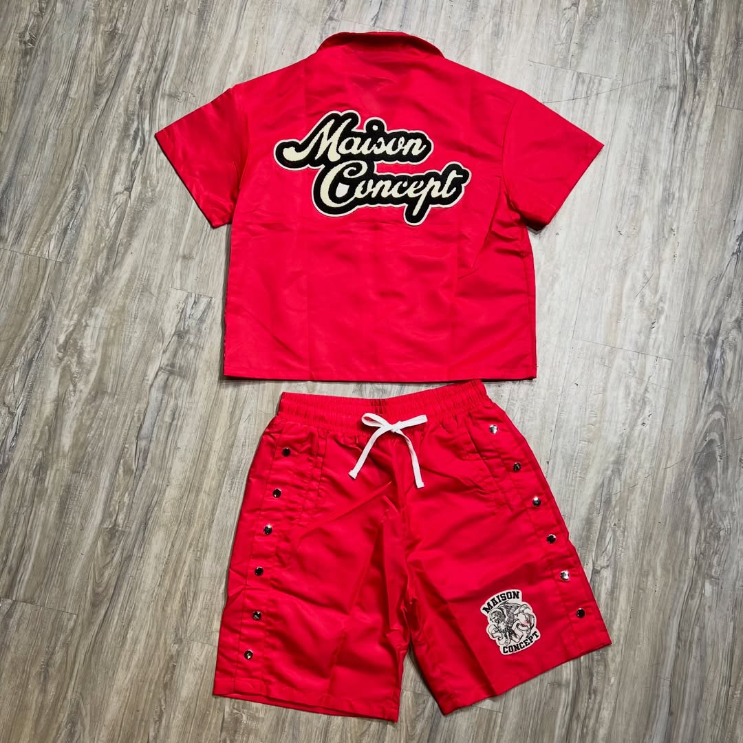 Men's Embroidery Print Two-Piece Set