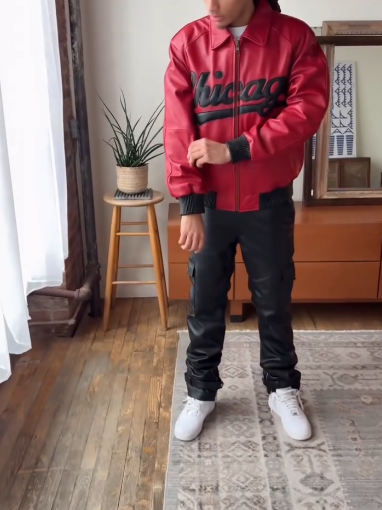 Men's Red Leather Jacket