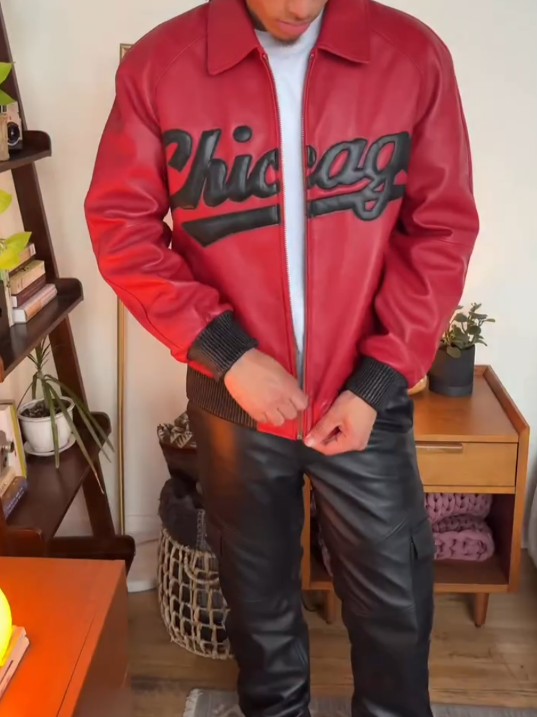 Men's Red Leather Jacket