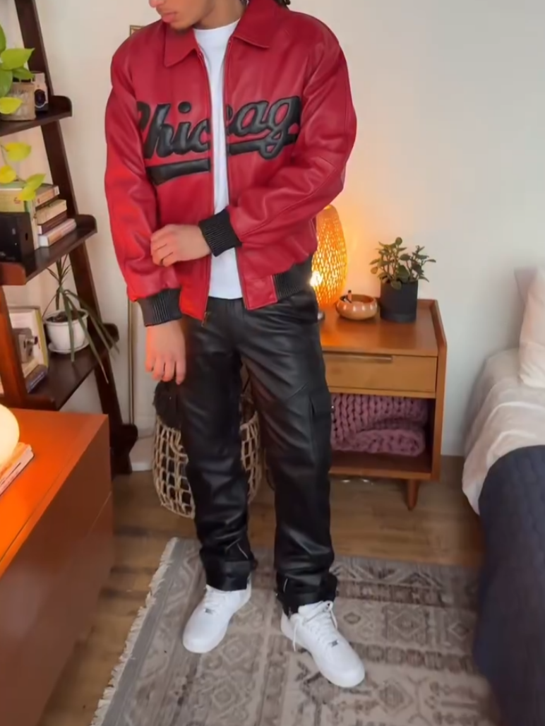 Men's Red Leather Jacket