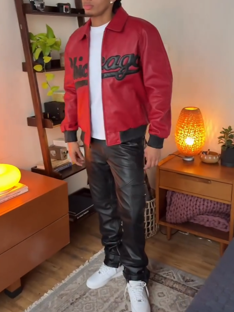 Men's Red Leather Jacket