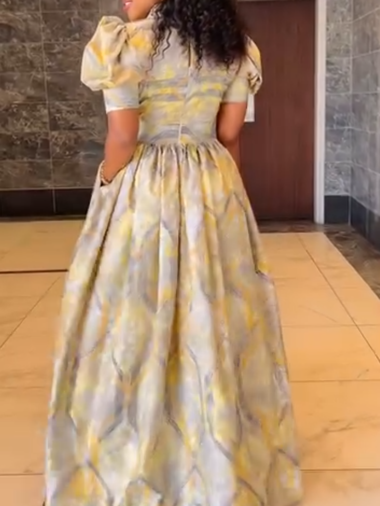 Elegant Gilded V-neck Maxi Dress