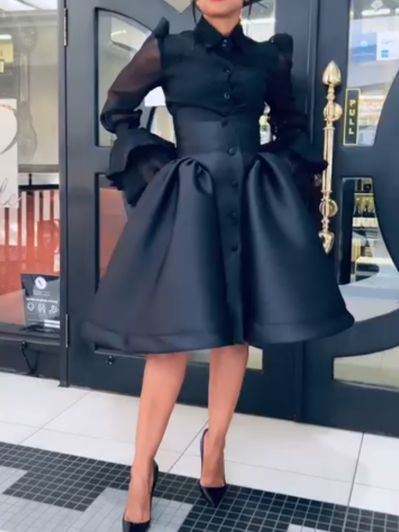 Stunning Black Pleated Dress